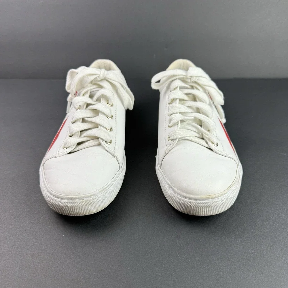 Tommy Hilfiger Lindee Logo Sneakers White Red Blue‎ Logo Stripe Women's Size 9.5